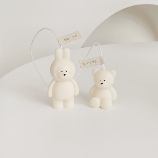 rabbit bear candle