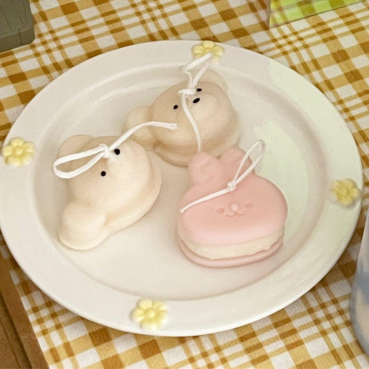 bunny macaron candle