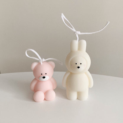 rabbit bear candle