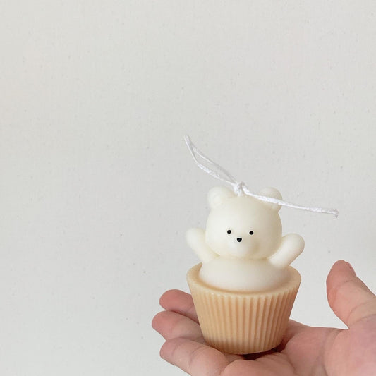 cupcake bear candle