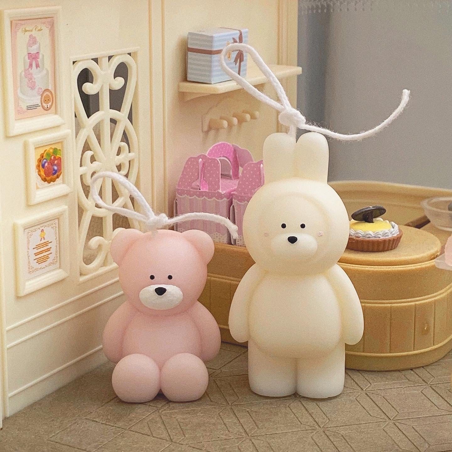 rabbit bear candle