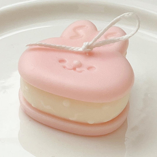 bunny macaron candle